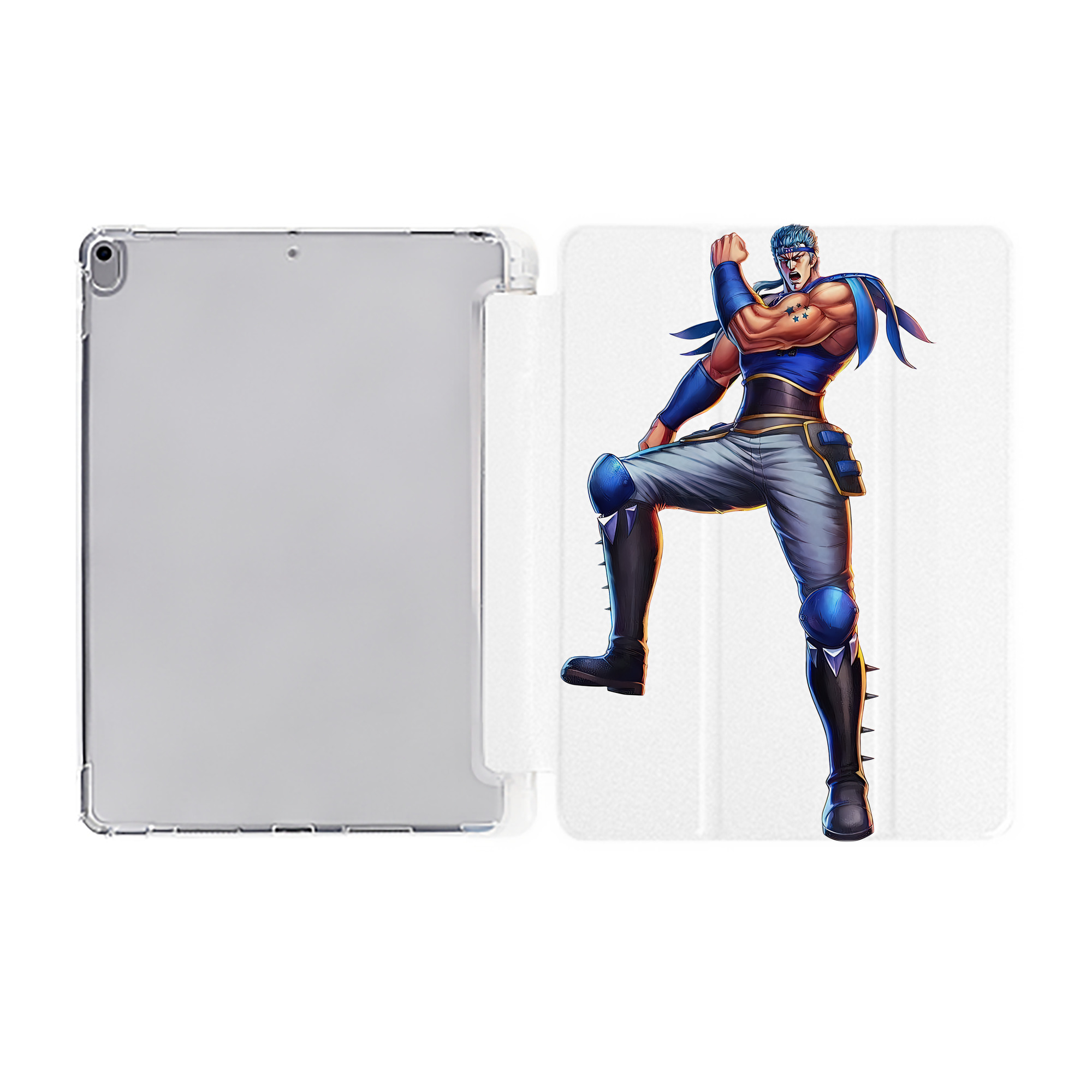 （画像用） 北斗の拳 Fist of the North Star IPad ケース ペン収納付き 三つ折りスタンド PUレザー×シリコン 対応機種9.5/10.5/10.9インチ